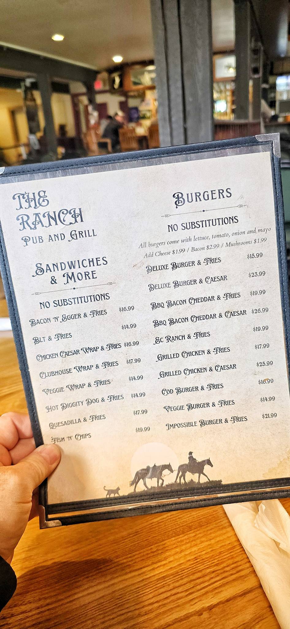 Ranch Bar & Grill меню