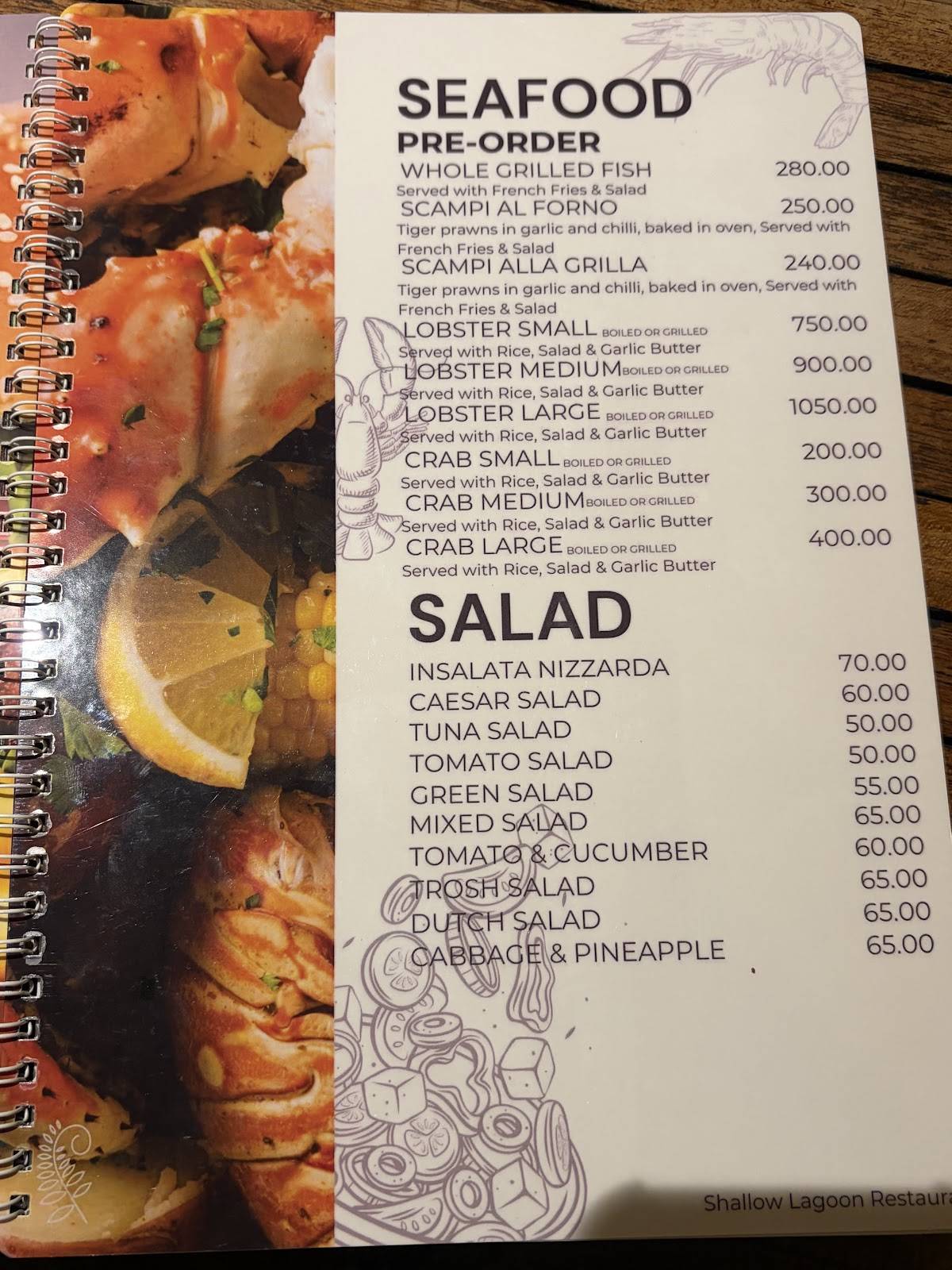 Shallow Lagoon Restaurant меню