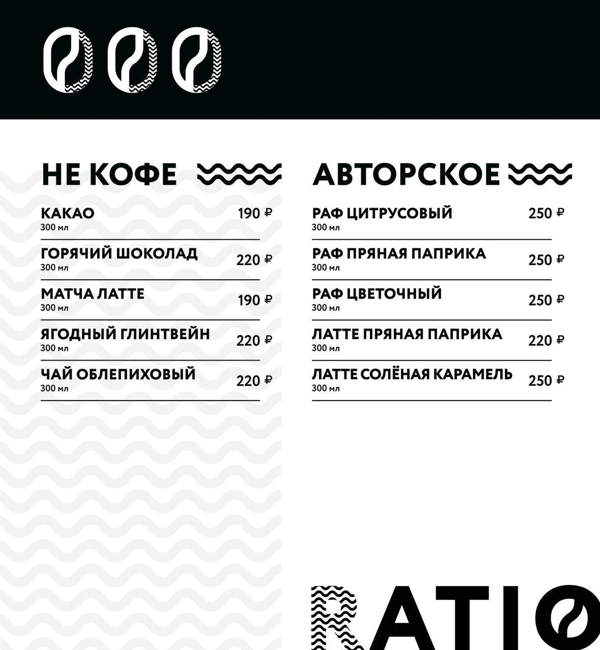 Ratio Coffee меню