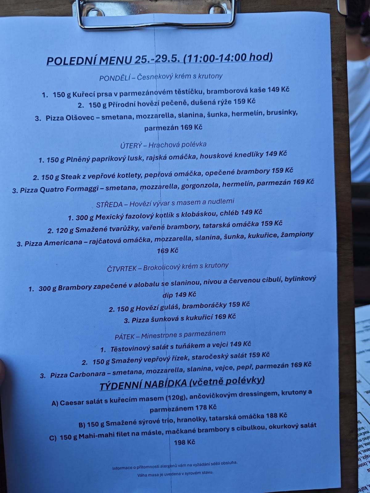 Restaurace Olšovec меню