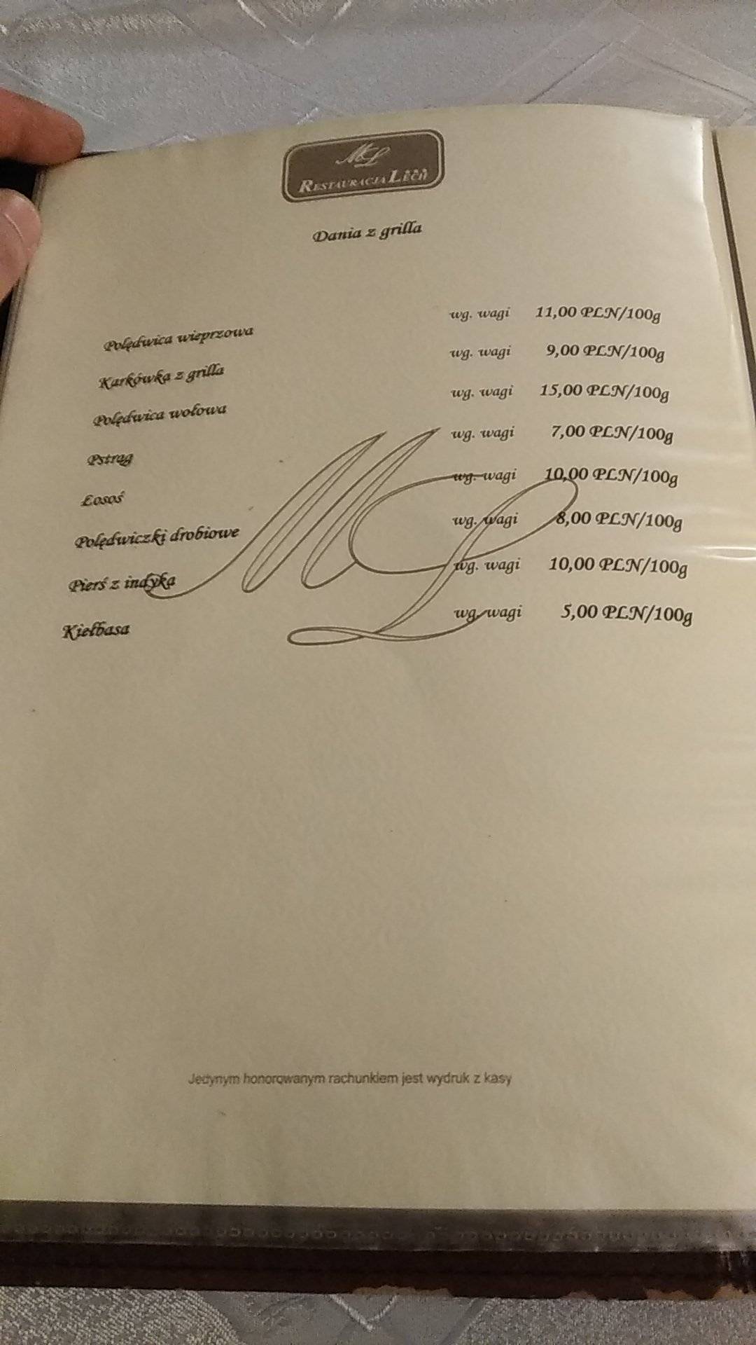 Restauracja Lech меню