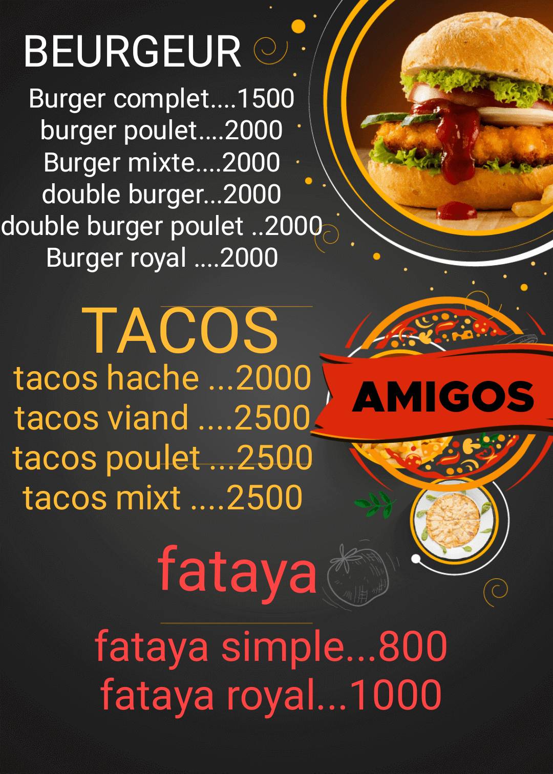AMIGOS меню