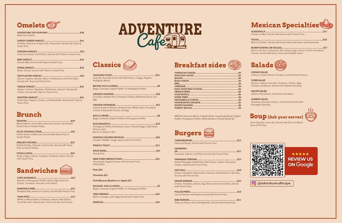Adventure Cafe меню