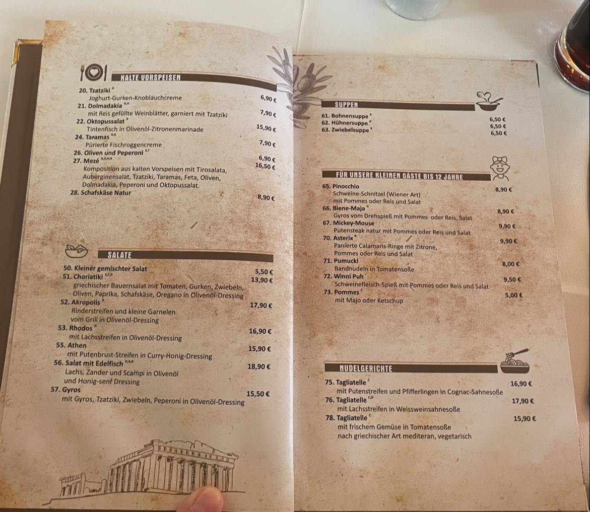 Restaurant Akropolis меню