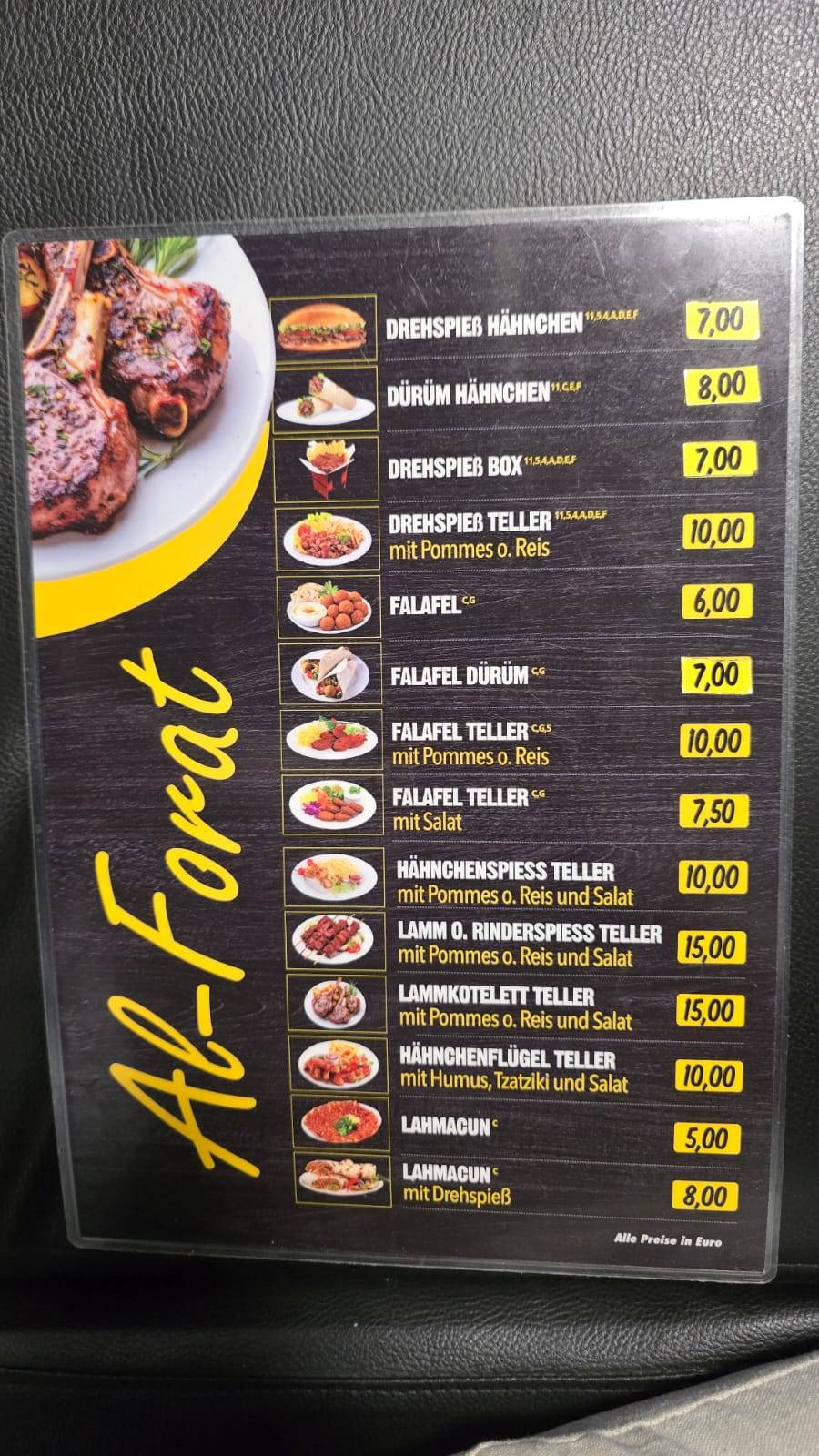Restaurant Al Forat Italienische Pizza,Pasta,Burger меню