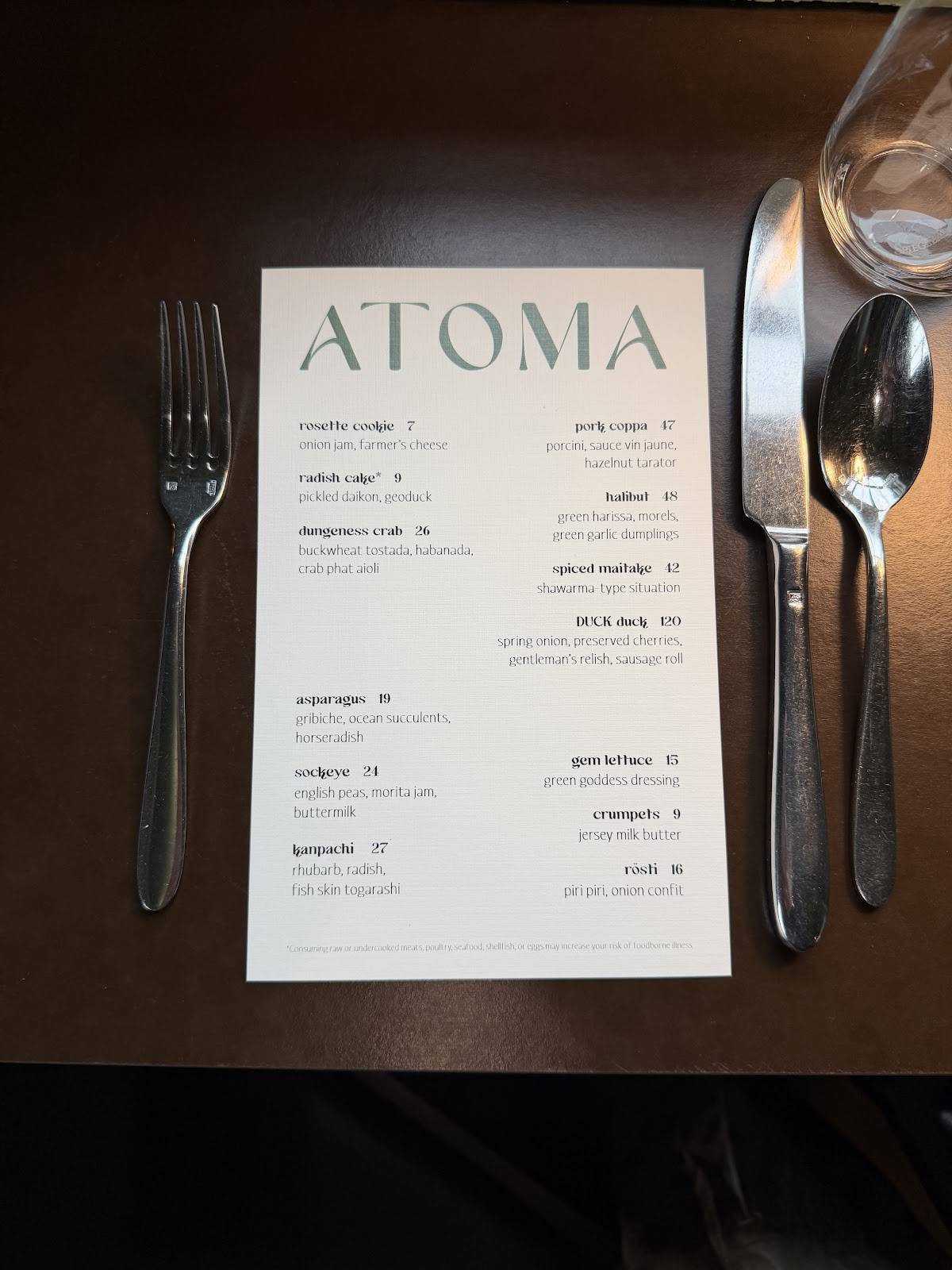 Atoma меню