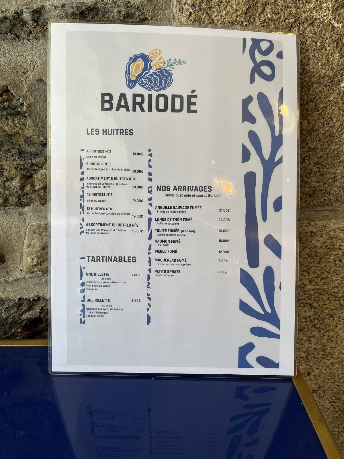 Bariodé меню
