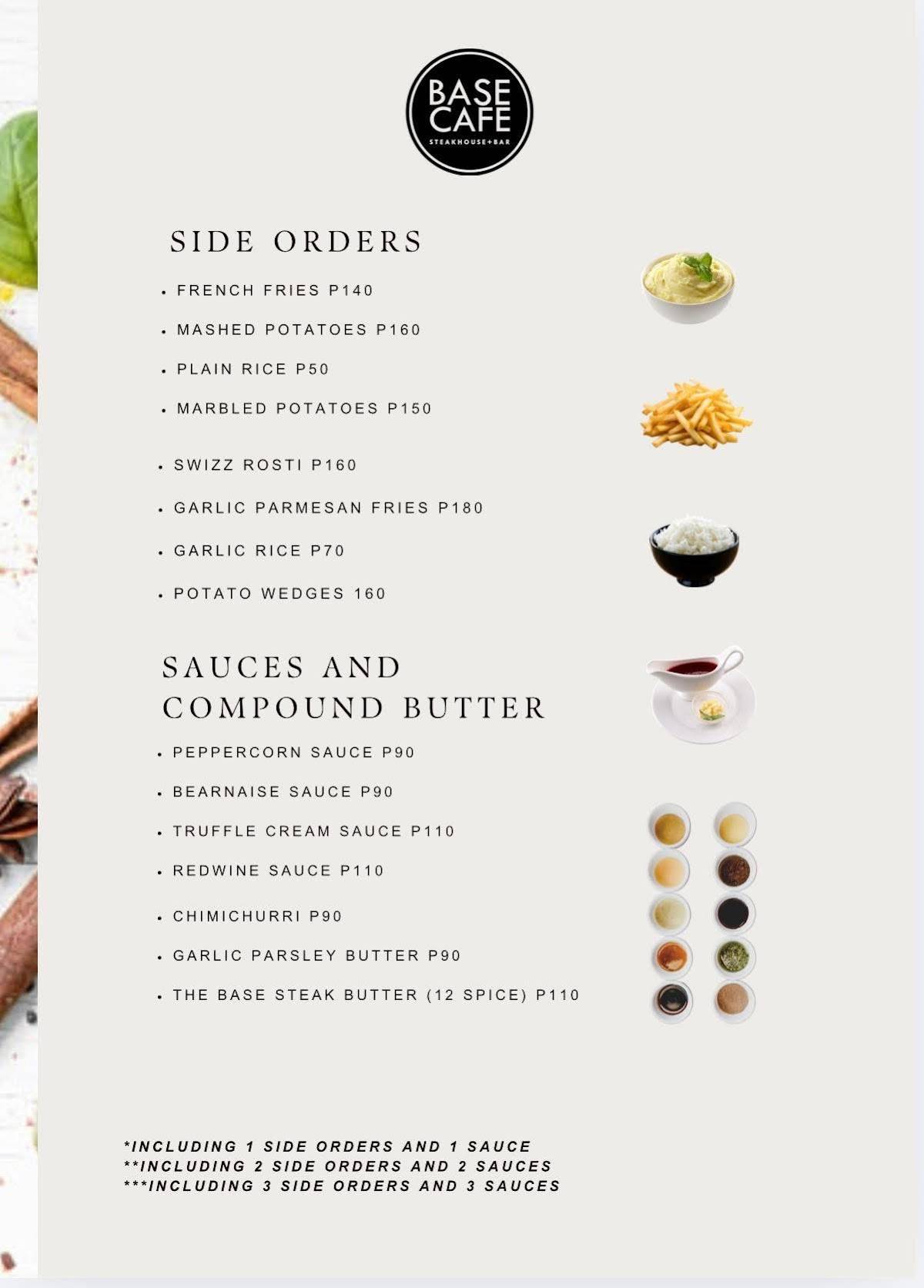 Base Cafe Steakhouse + Bar меню