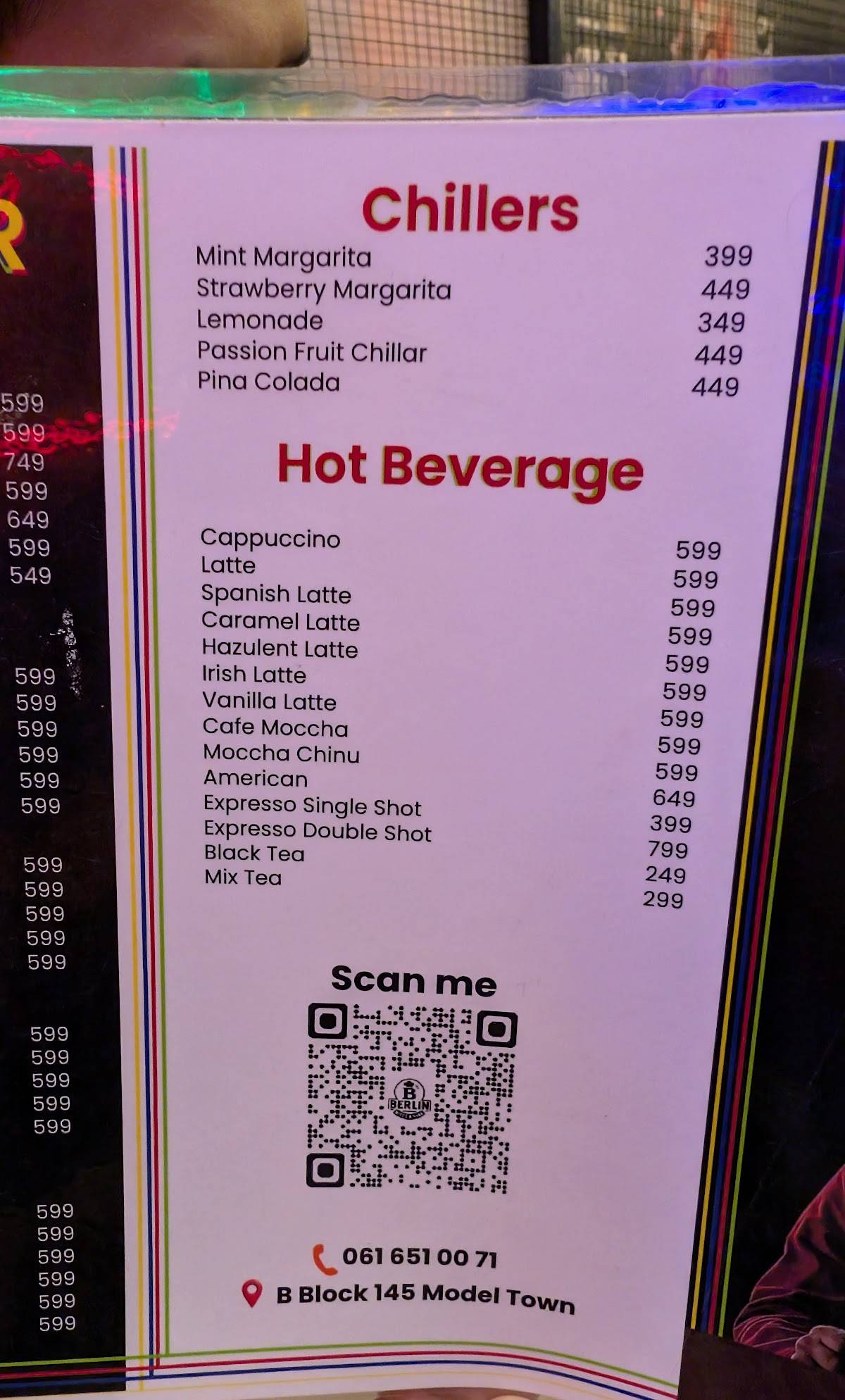 Berlin multan меню