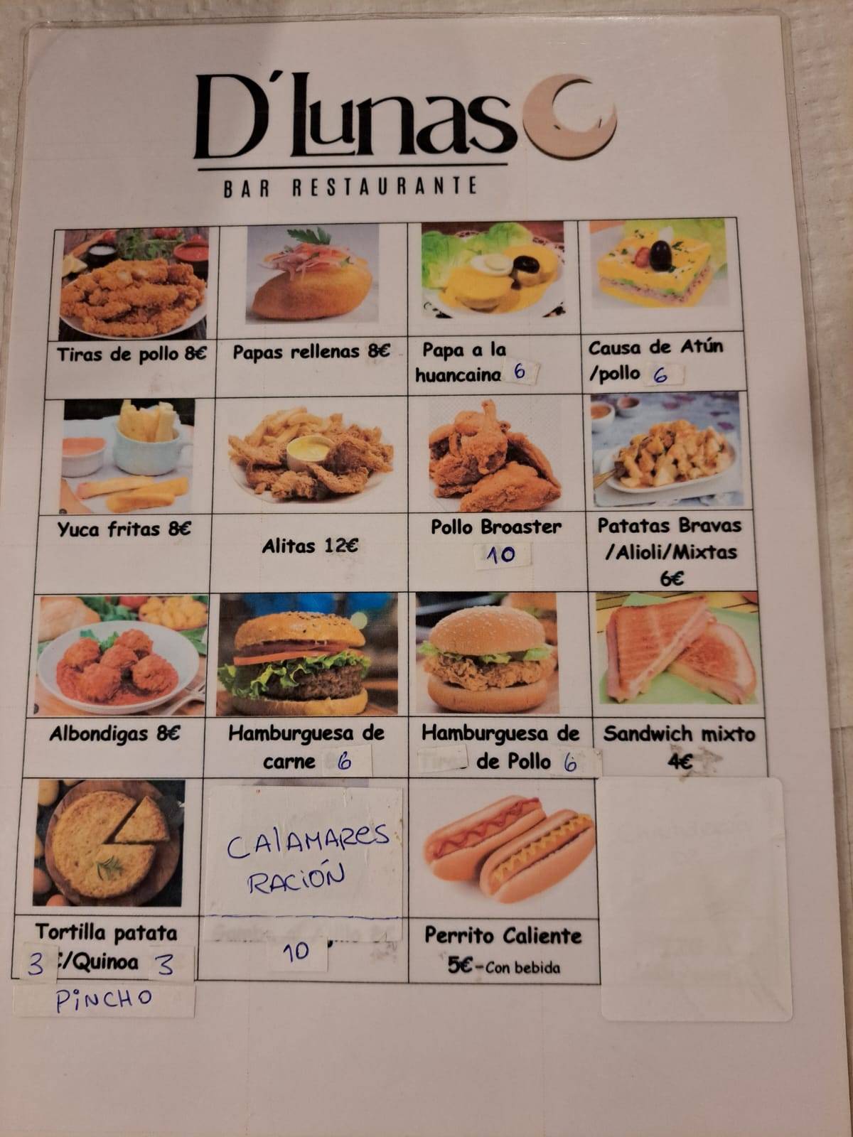 D'LUNAS COMIDA PERUANA меню