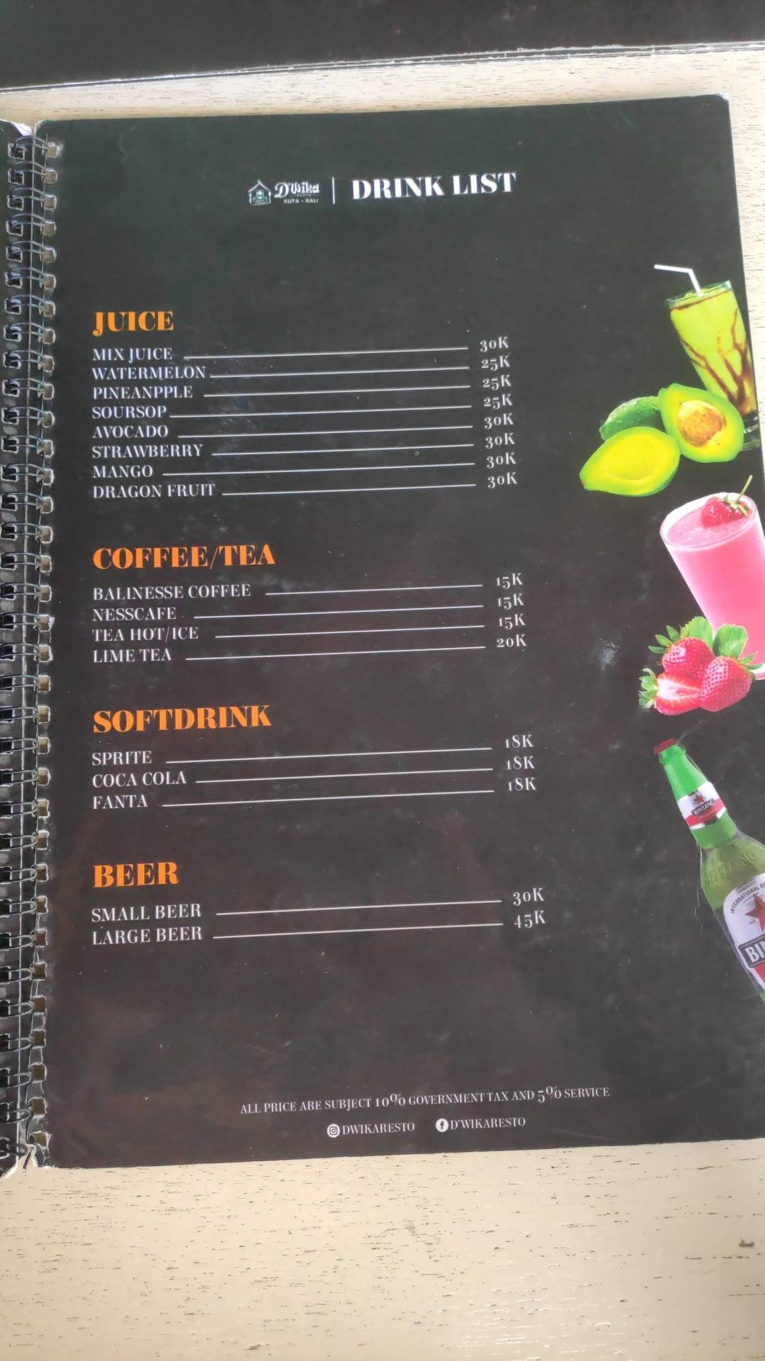 D'Wika RESTO меню