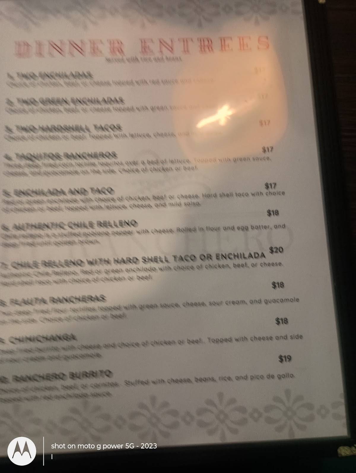 El Ranchero Mexican Restaurant меню