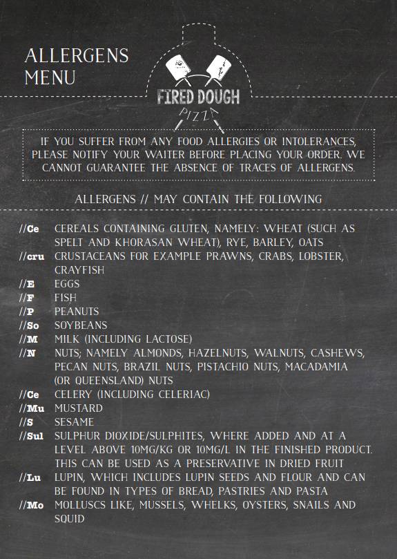 Fired Dough меню