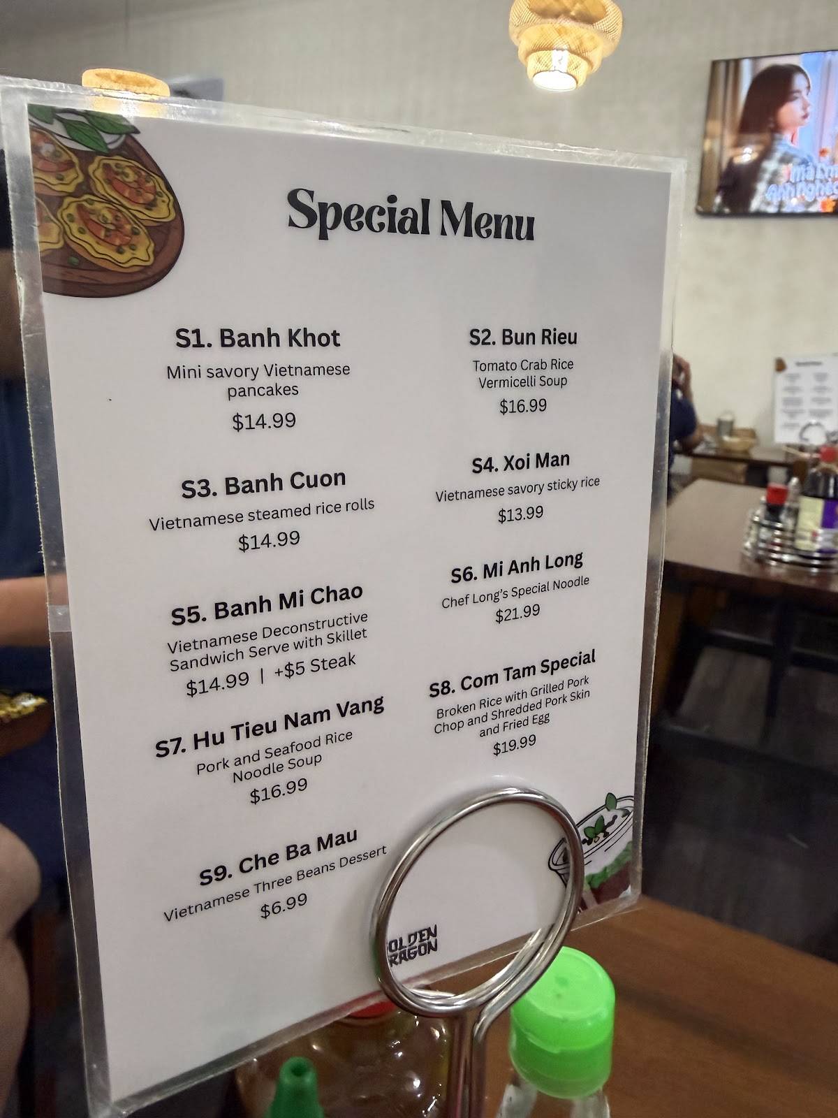 Golden Dragon Phở & Vietnamese Cuisine меню