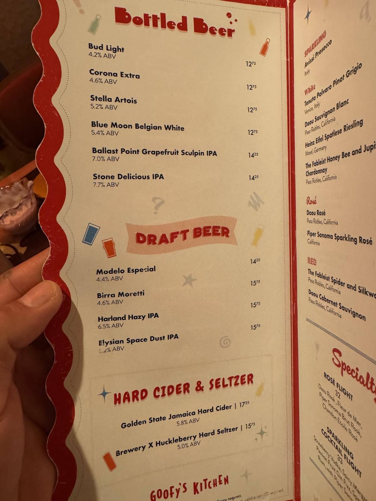 Goofy's Kitchen меню