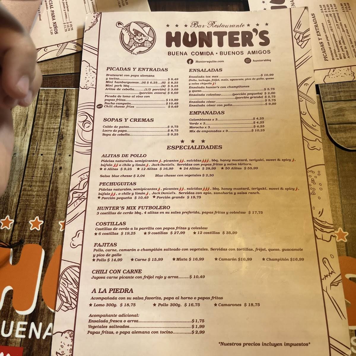 Hunters меню