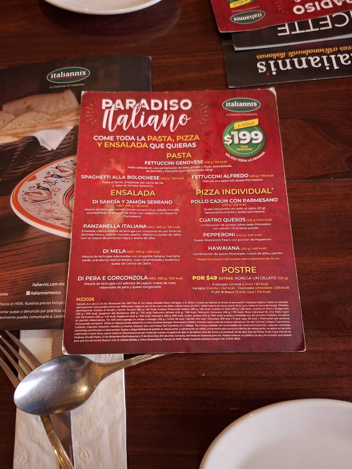 Italianni's Aguascalientes меню