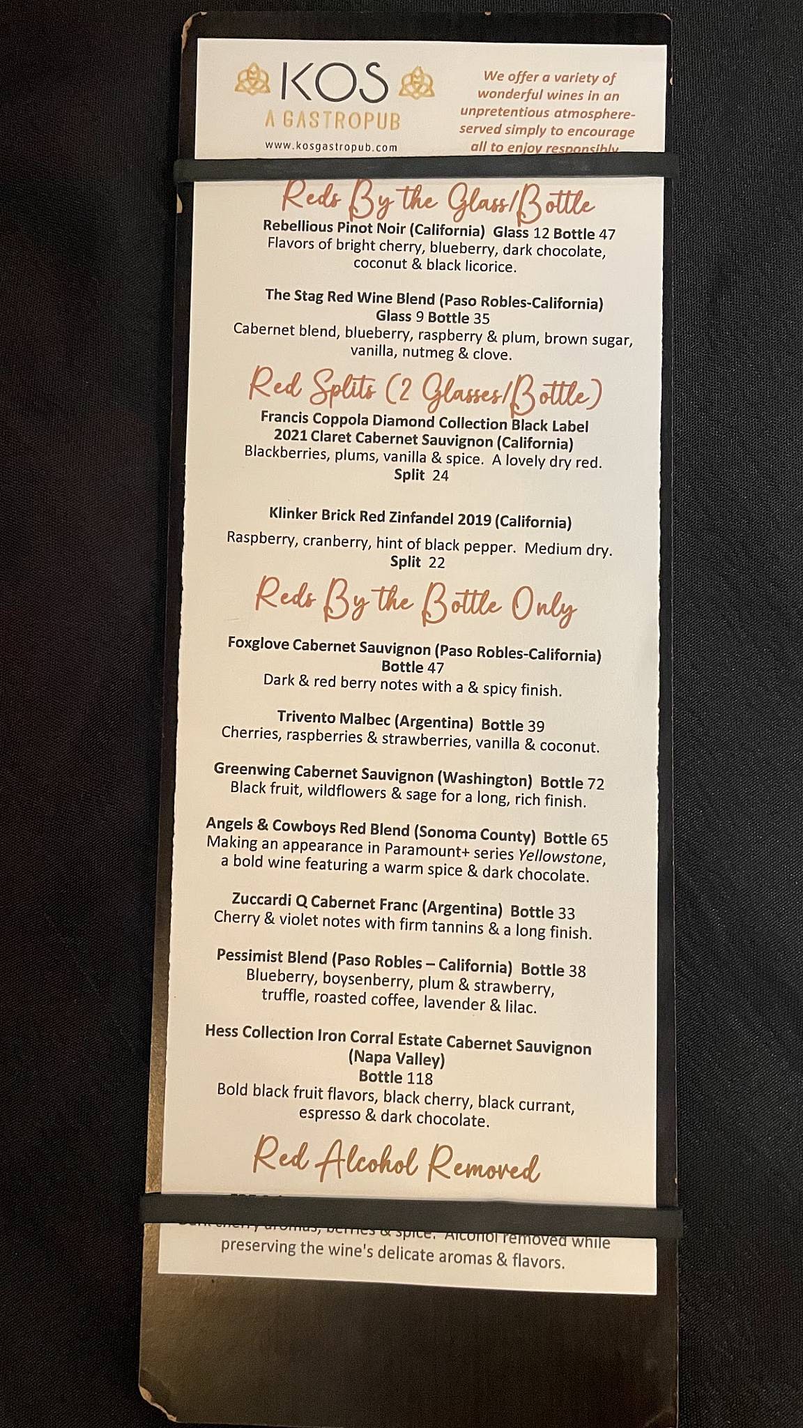 KOS - A Gastropub меню