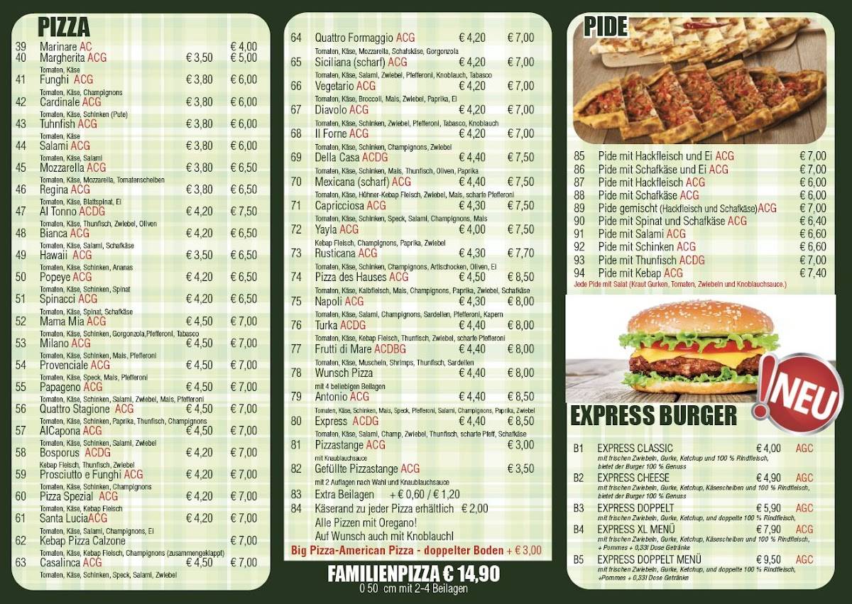 Kebap Pizza Express меню