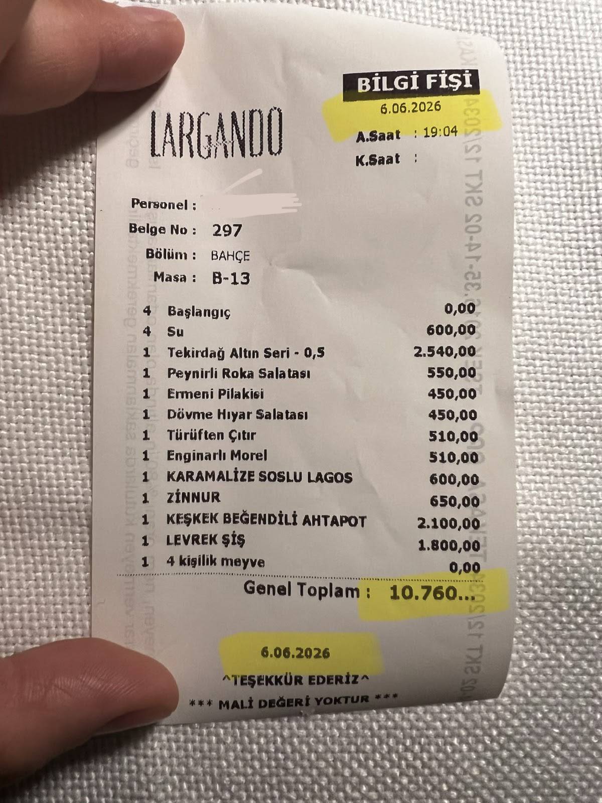 Largando меню