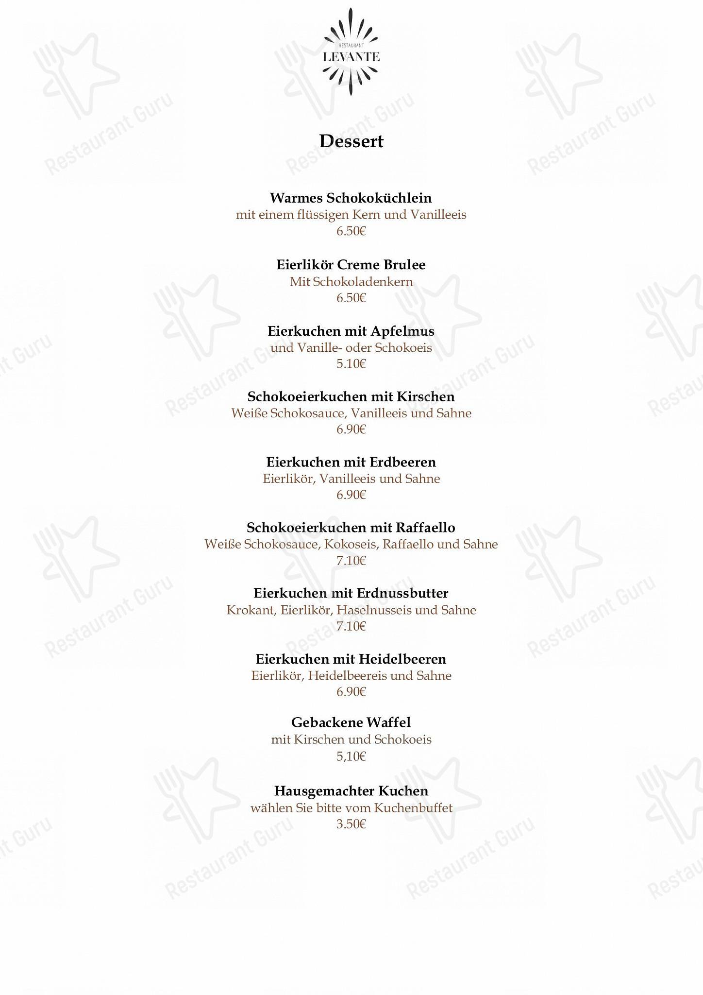 Меню ресторана Restaurant Levante - Коктейльная карта