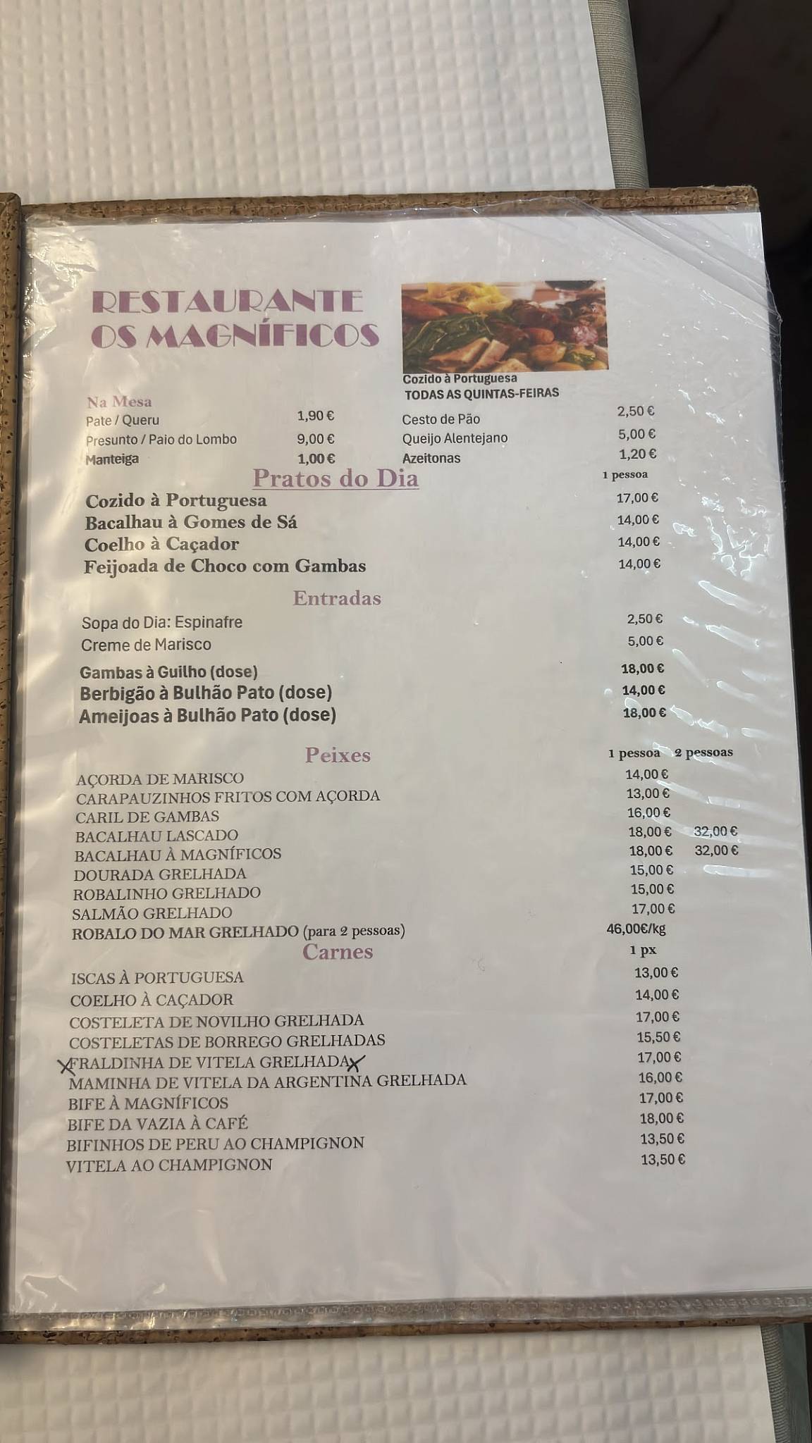 Restaurant Magnificos меню
