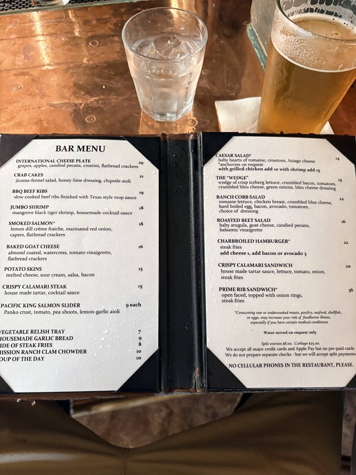 Mission Ranch Restaurant меню