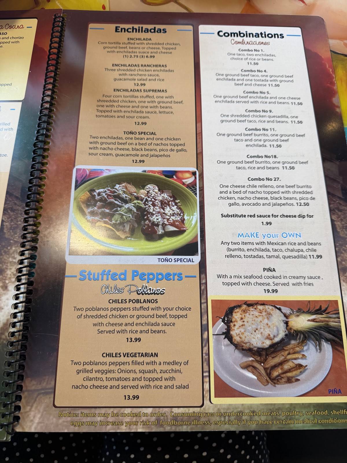 Monte Alban Mexican Restaurant меню