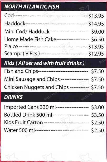 Oceans British Chip Shop меню
