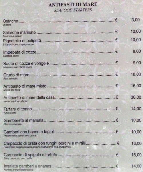 bar amore меню