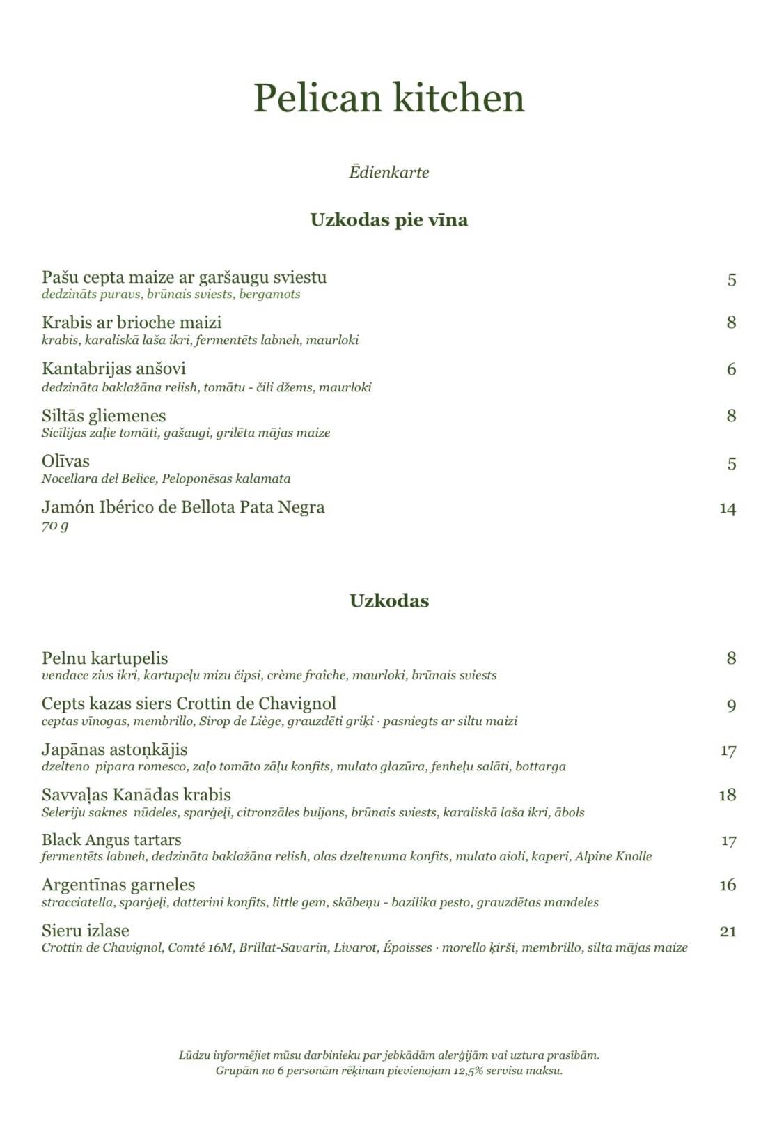 Pelican kitchen меню