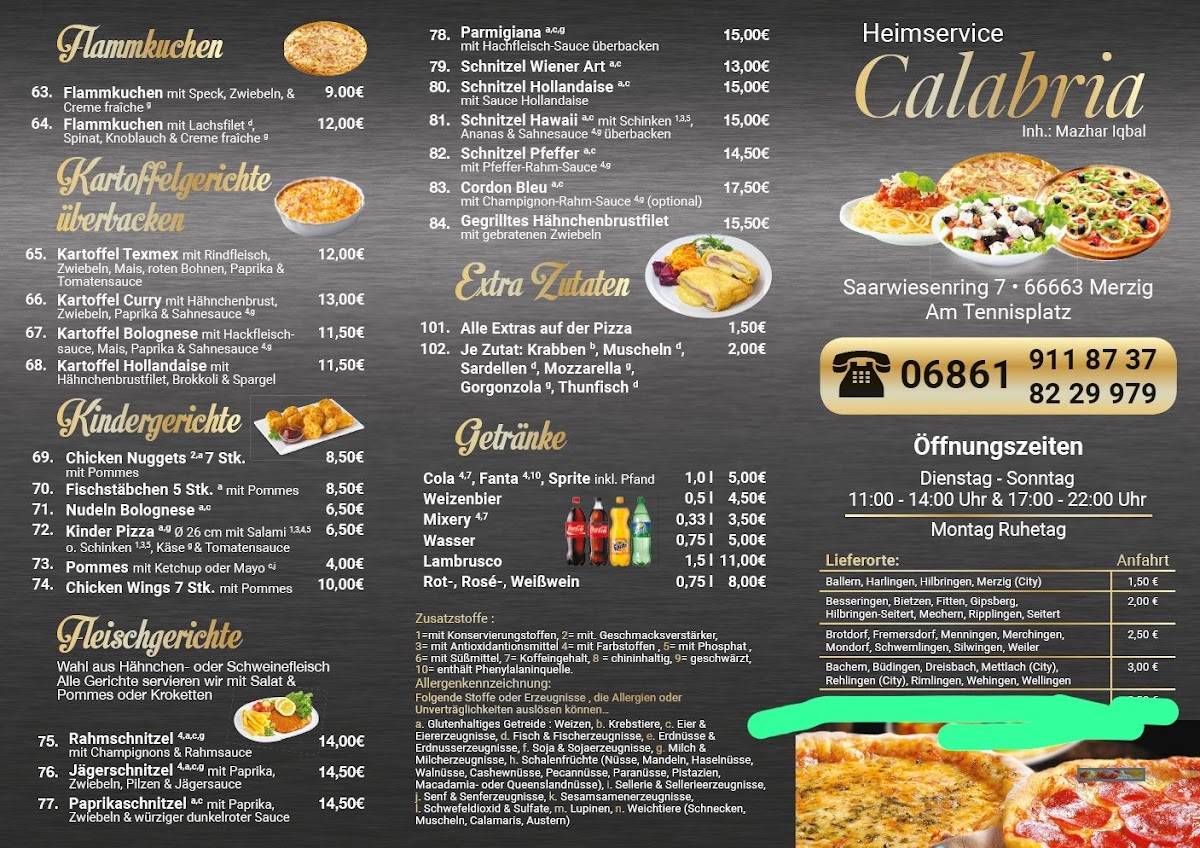 Pizzeria Calabria меню