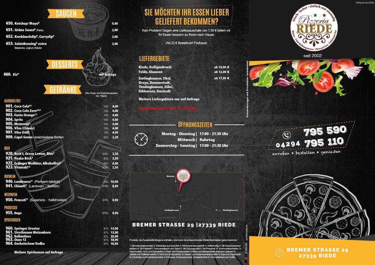 Pizzeria Riede меню