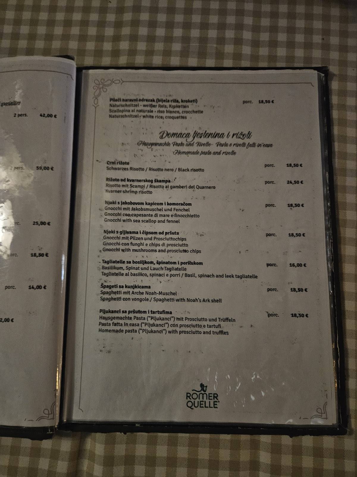 Restaurant Santa Maria меню