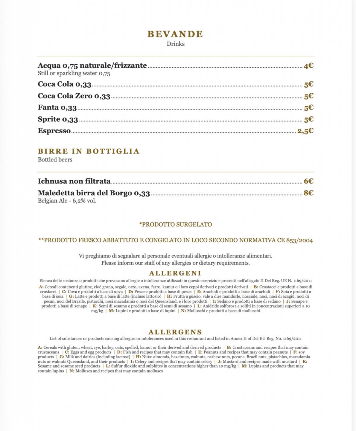 Ristorante-Pizzeria "Al Grappolo D’Oro dal 1950" меню