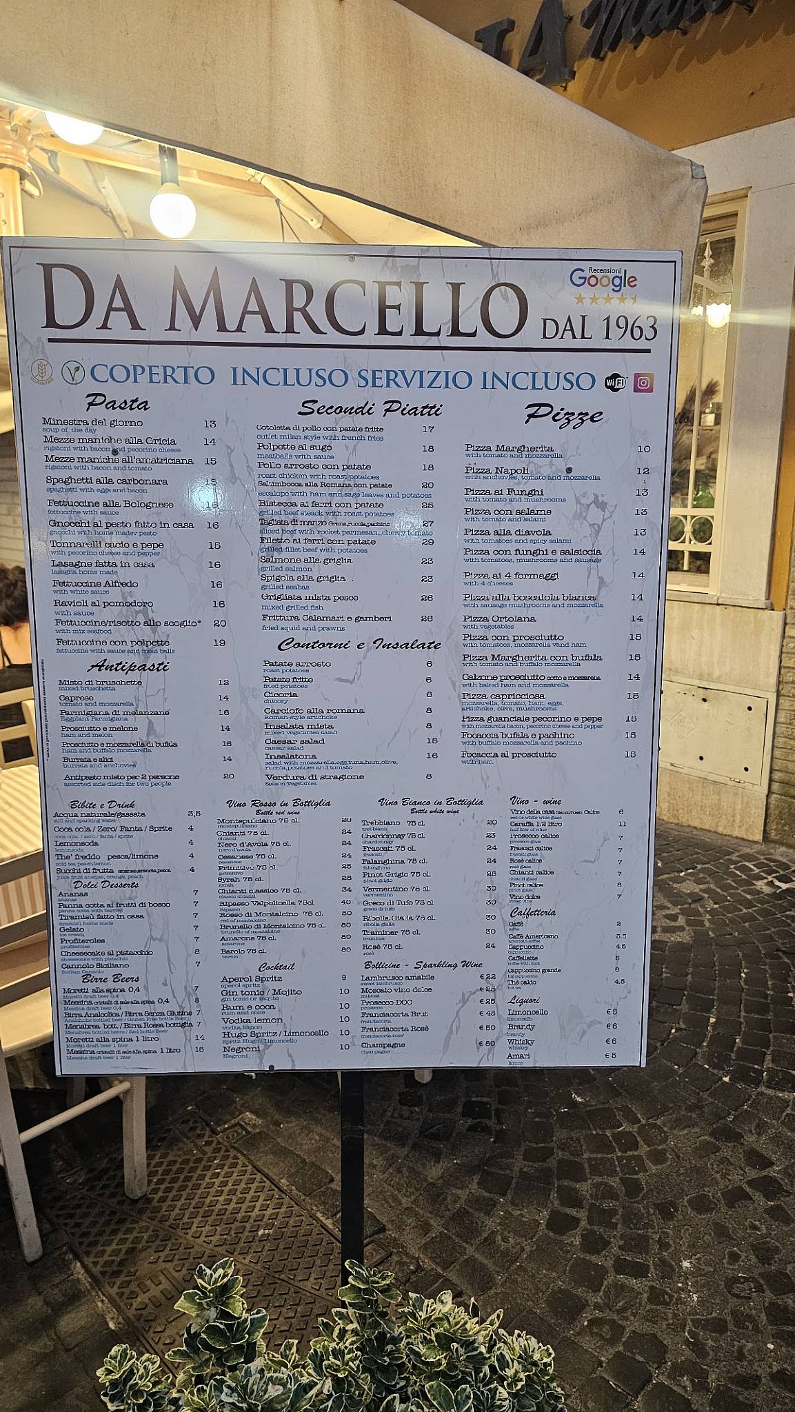 Ristorante Da Marcello меню