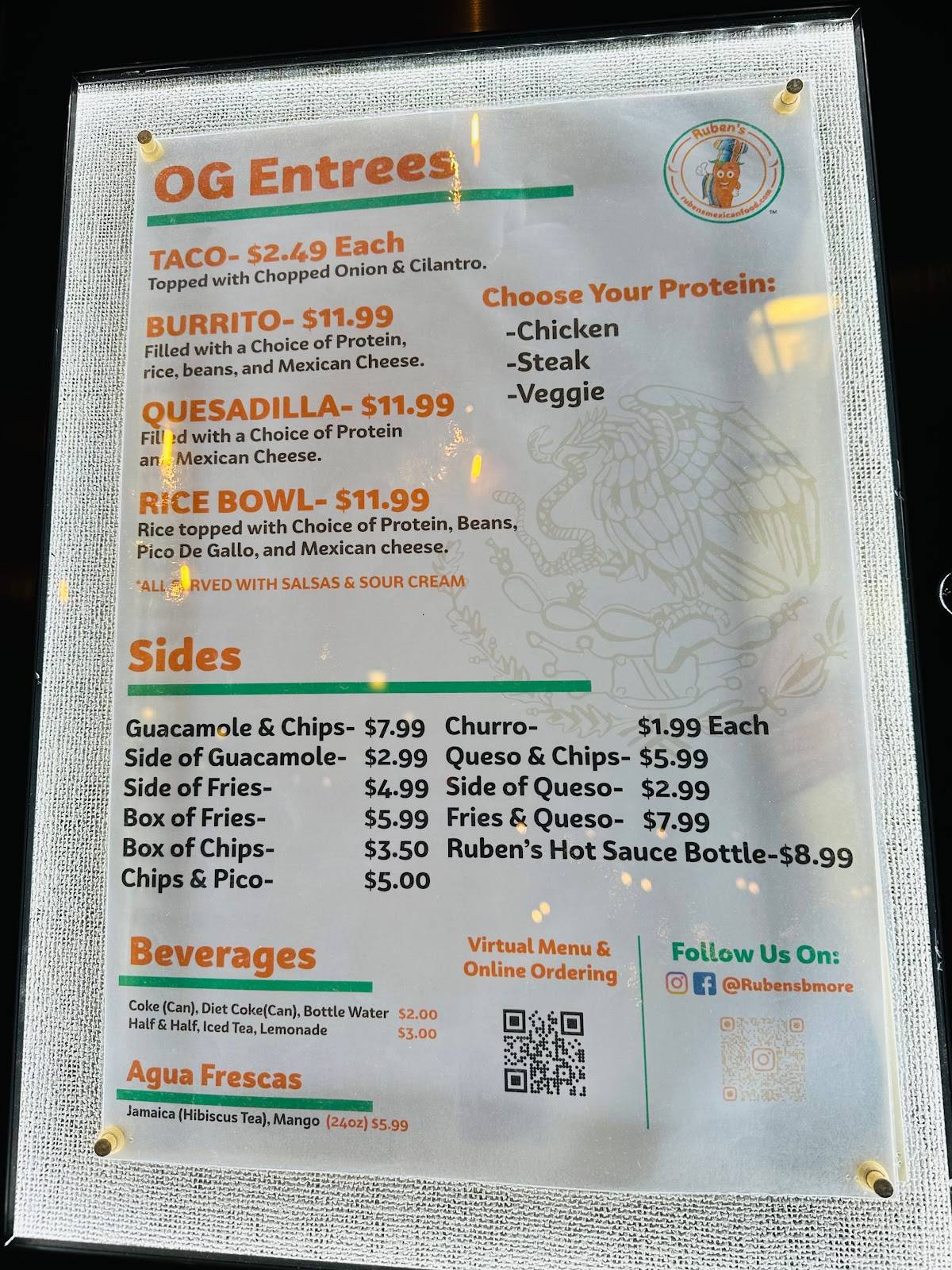 Ruben's Fells Point меню