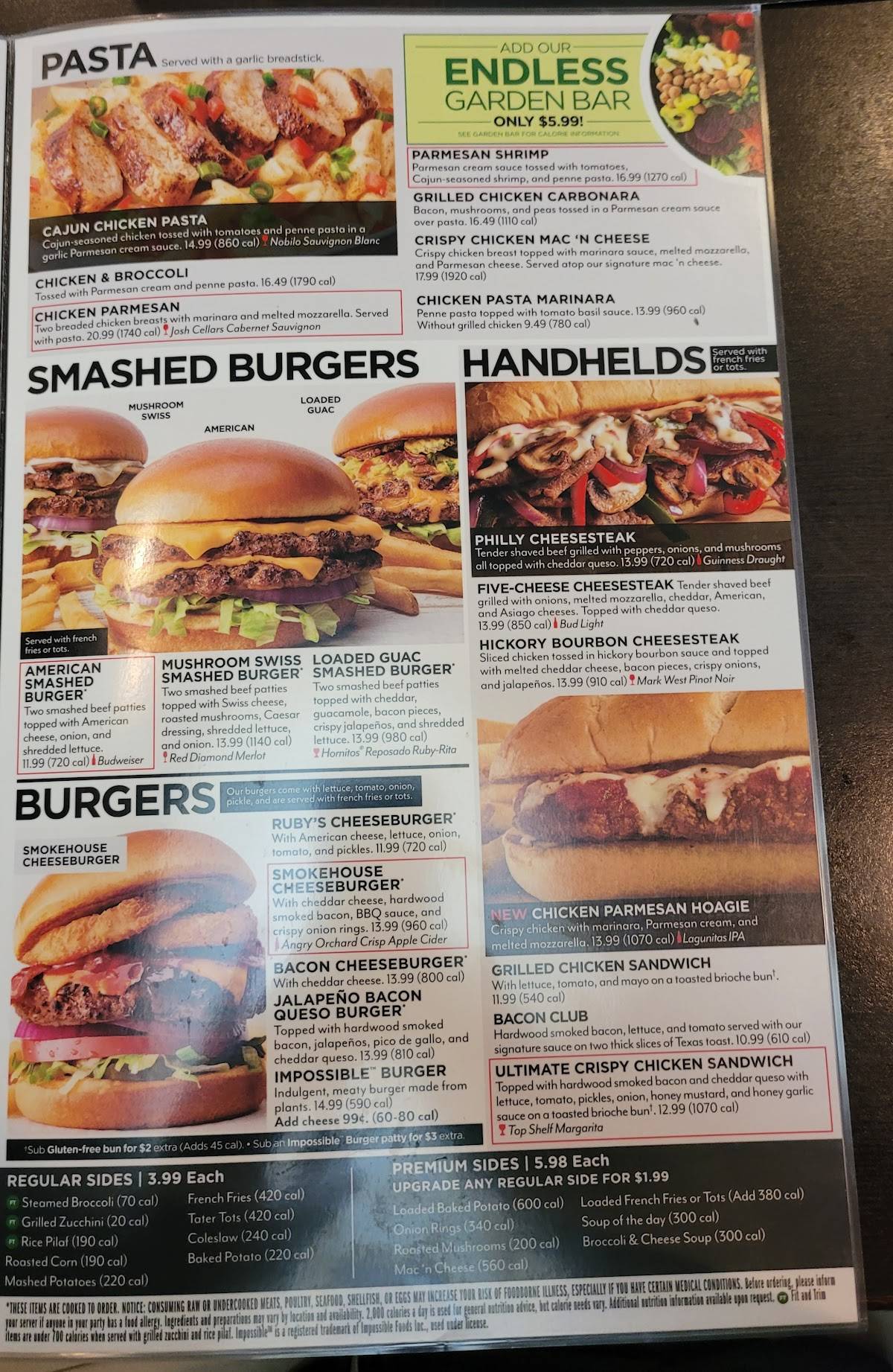 Ruby Tuesday меню