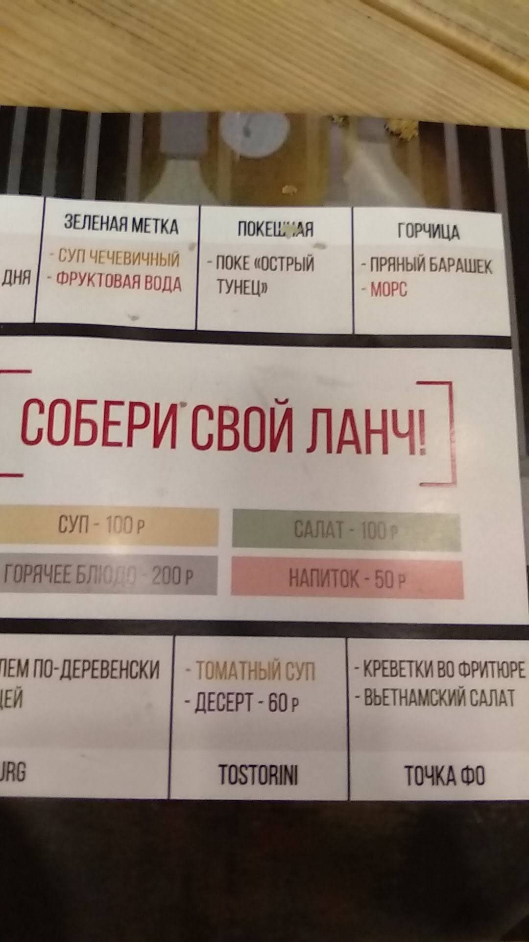 Рынок еды меню
