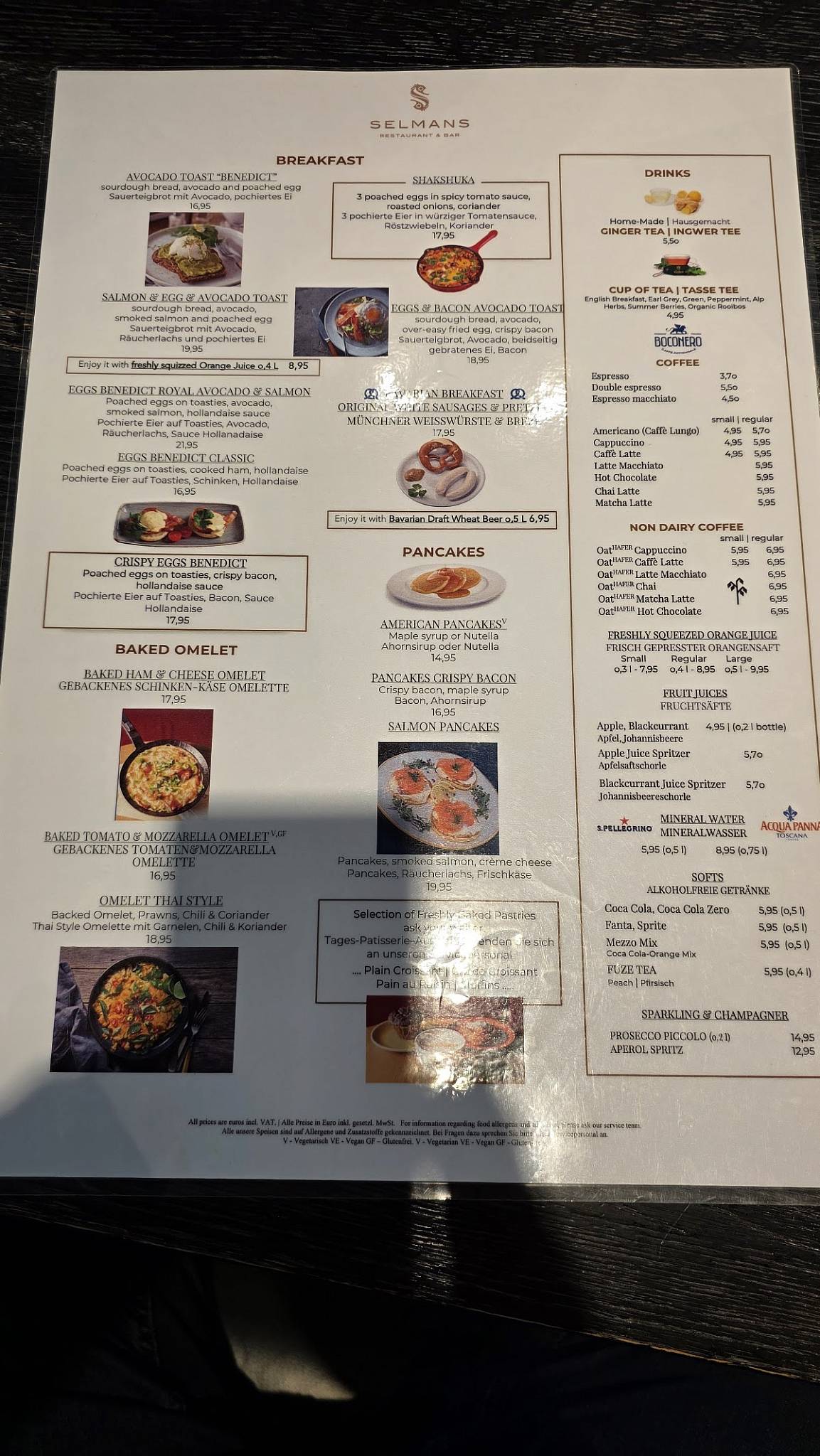 Selmans Restaurant & Bar меню