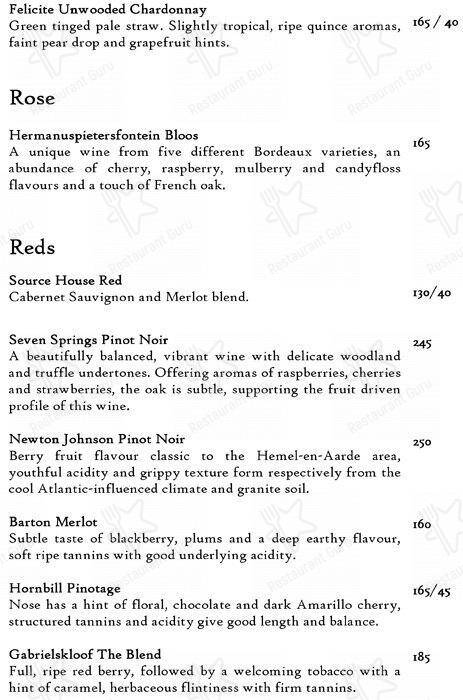 Source Restaurant меню