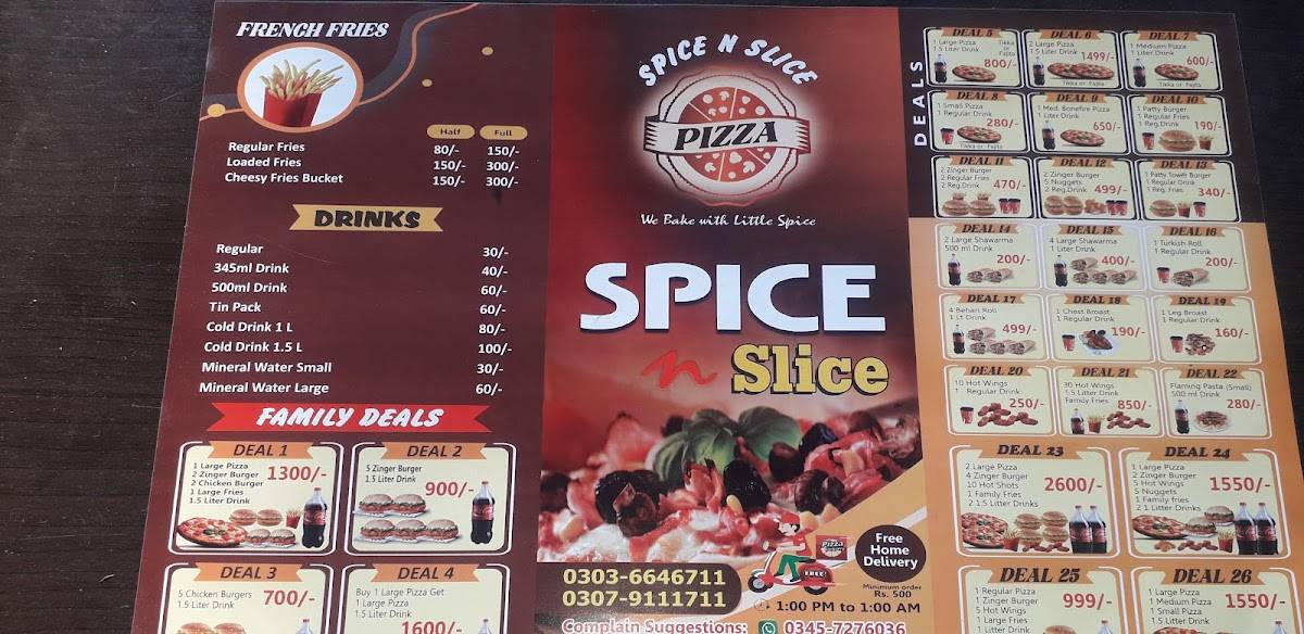 Spice n slice multan меню