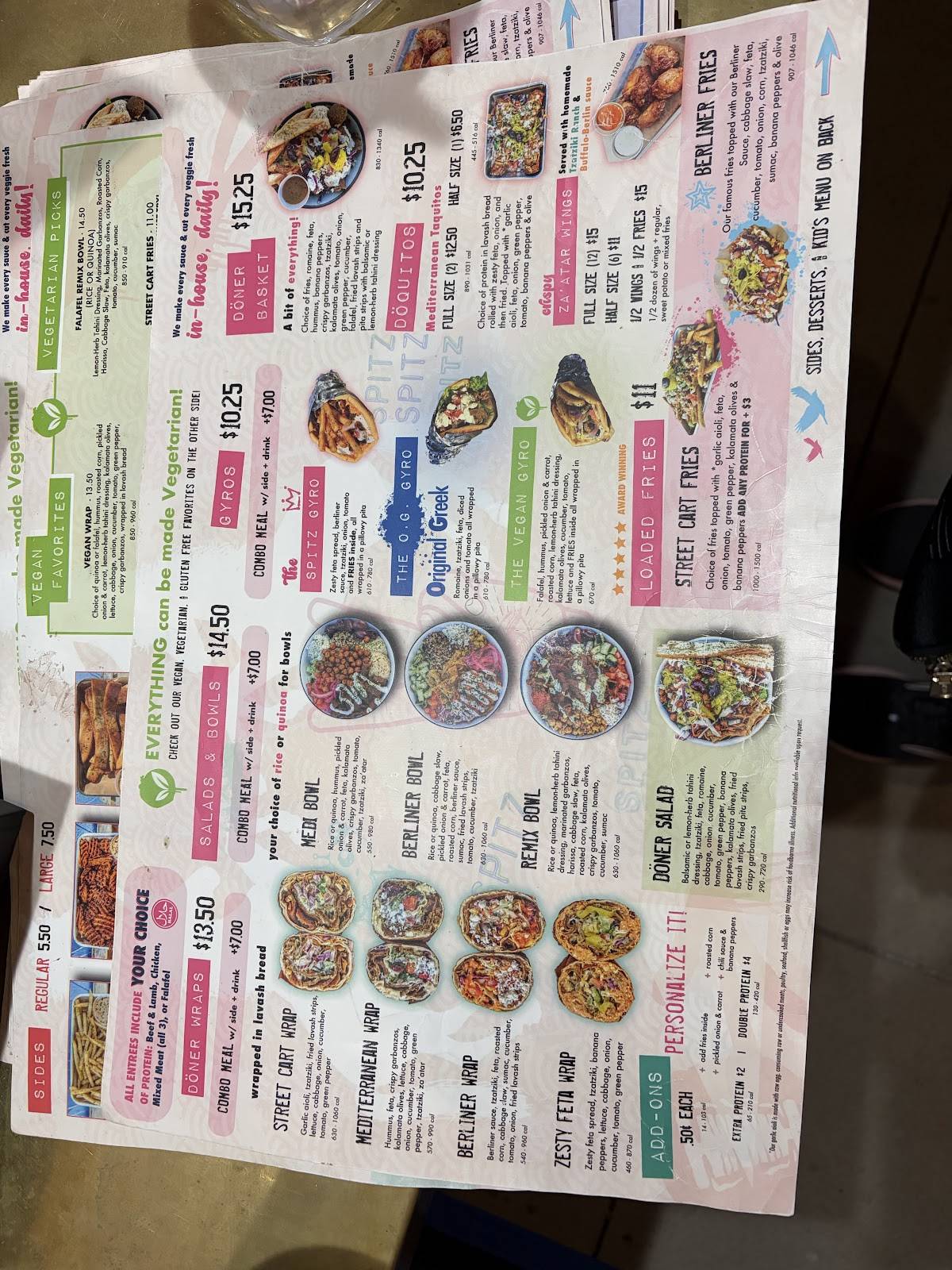 Spitz Mediterranean Street Food меню
