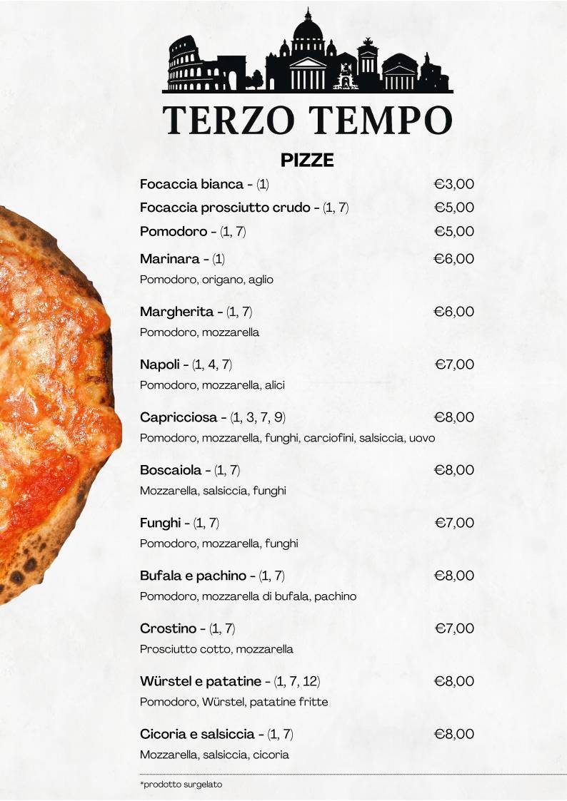 Terzo Tempo меню