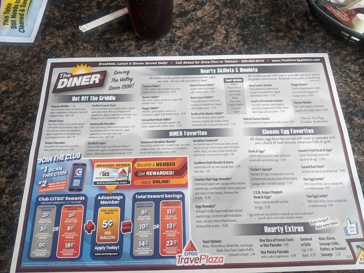 The DINER at Appleton меню
