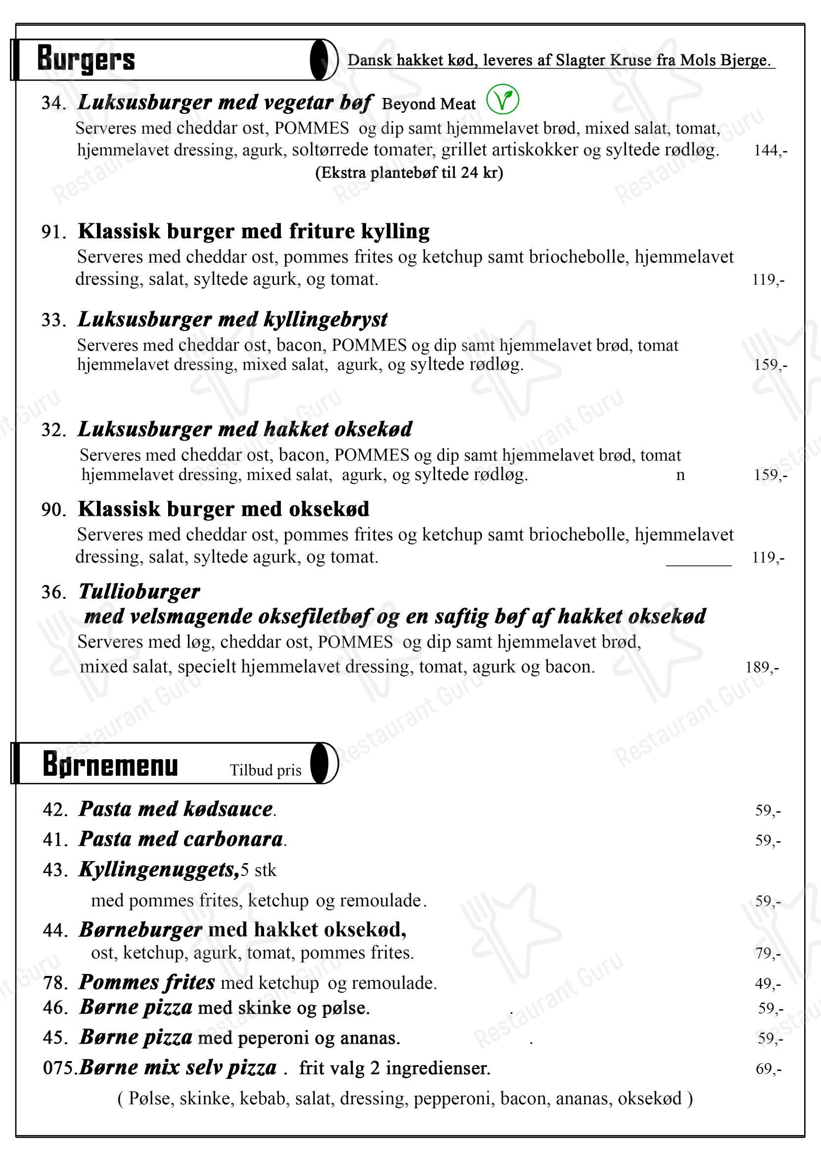 Меню ресторана Restaurant Tullio