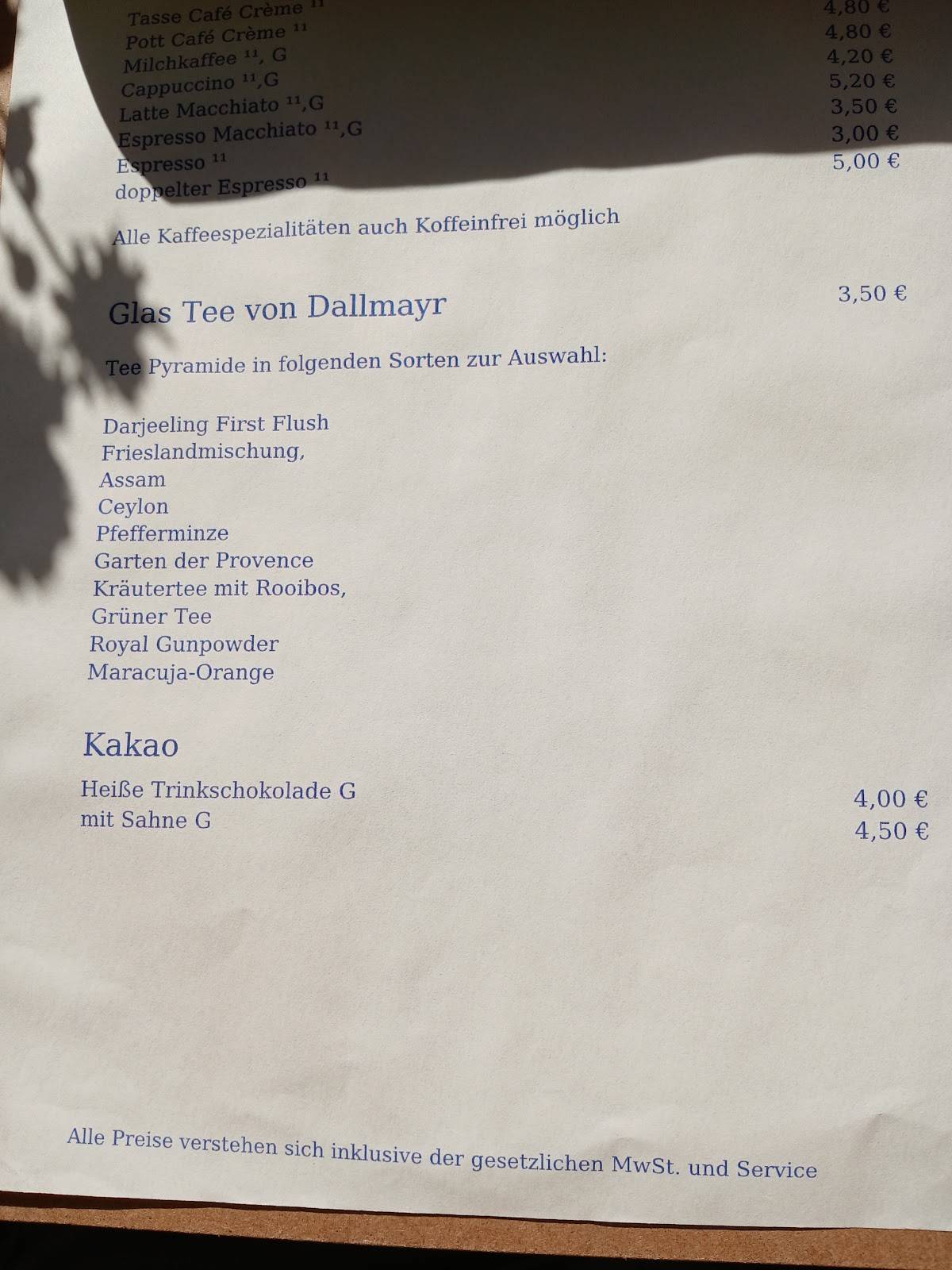 Restaurant und Café Prinzeninsel меню