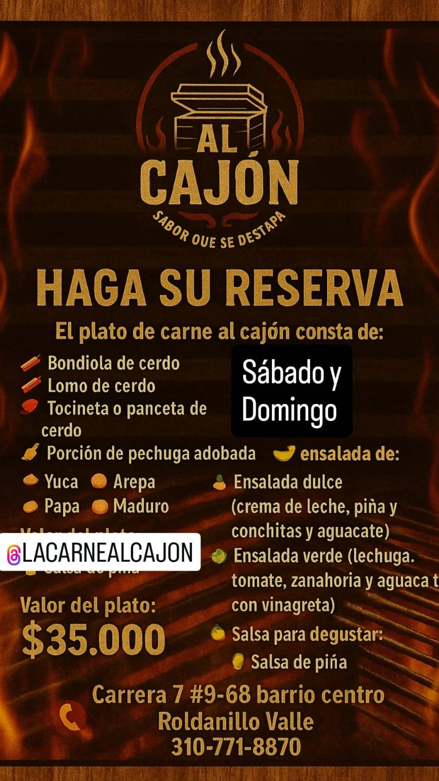 Restaurante Al Cajón. меню
