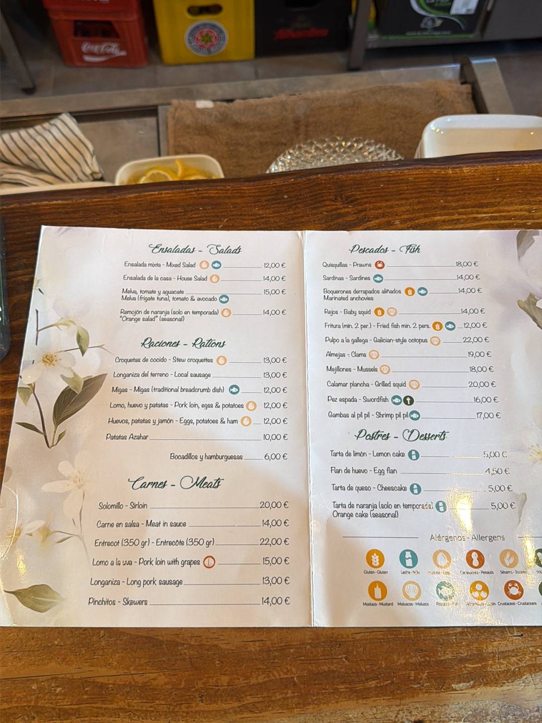 Restaurante Bar Azahar меню