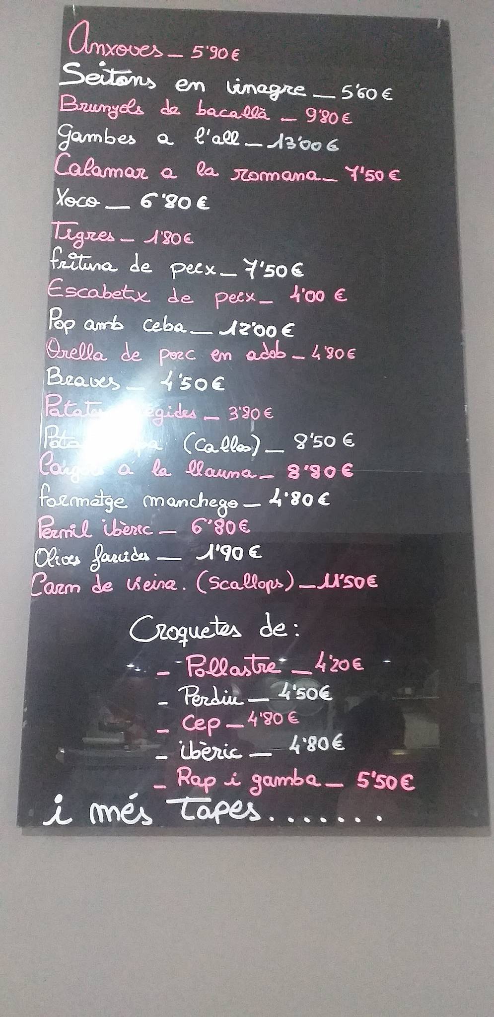 Restaurant Cal Negre меню